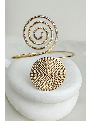 Altın Rengi Yuvarlak Tırtık Detay Kol Aksesuarı (Çapı:9cm)