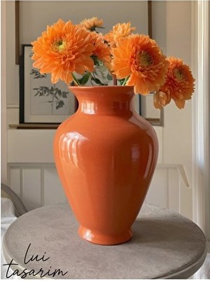 Lui Tasarım Iskandinav Tarz Cam Xl Boy Linda Vazo Turuncu Rengi