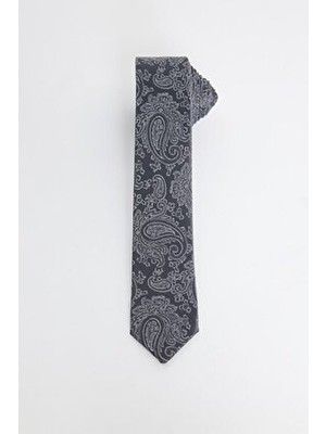 Tudors Ince Desenli Koyu Gri Erkek Kravat