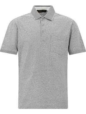 Abdullah Kiğılı Regular Fit Çizgili Merserize Pamuklu Keten Polo Yaka T-shirt