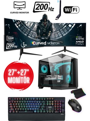 İzoly Mask X İ5-12400F 32GB 256GB M.2 NVMe 512GB SSD RTX 4060 8GB 27″+ 27″ 240Hz Oyuncu OEM Paketi