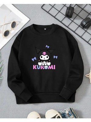 Kız Çocukları Için Kuromi Baskılı Uzun Kollu T-Shirt