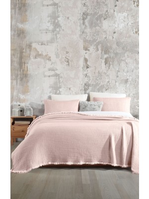 Pembe 6 Kat Müslin Çift Kişilik 220X240 Yorgan/2 Adet 50X70CM Yastık Kılıfı 6 Katlı Multi Muslin