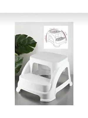 Merdivo Küçük Beyaz Pembe S.kahve Plastik Basamak Merdiven Kamp Tabure Hh