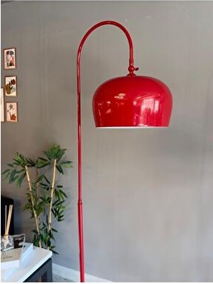 Kırmızı Lambader Hareketli Başlık Modern Dekoratif Metal Oturma Odası Çalışma Odası Zemin Lambası