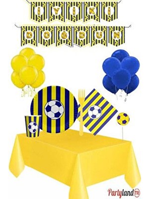 Sarı Lacivert Taraftar 8 Kişilik Doğum Günü Parti Seti