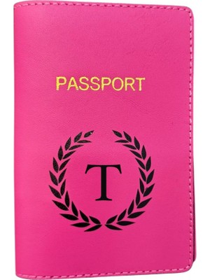 Harf Tasarımlı Deri Pasaport Kılıfı T