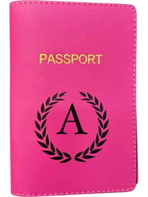 Harf Tasarımlı Deri Pasaport Kılıfı A