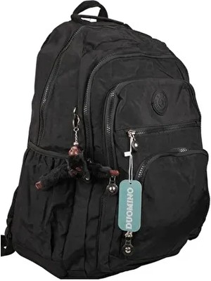 Duomino Krinkıl Suya Dayanıklı Büyük Boy Siyah Klinkır Sırt Çantası 15,6 Laptop Seyahat Okul Çanta