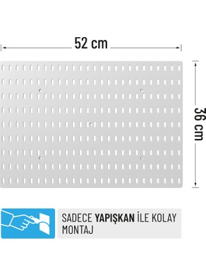 Çok Amaçlı Organizatör Pano ( 52 x 36 Cm) Yapışkanlı - Beyaz