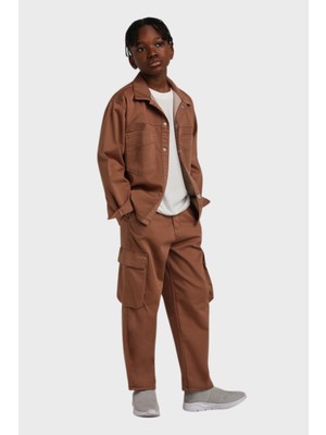 Escabel Önden Cepli Gömlek Ceket - Kahverengi