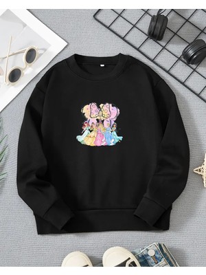 Kız Çocukları Için Prenses Baskılı Uzun Kollu T-Shirt