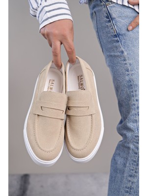 ET180 Estilo x Bağcıksız Süet Erkek Günlük Spor Klasik Ayakkabı Bt - Krem