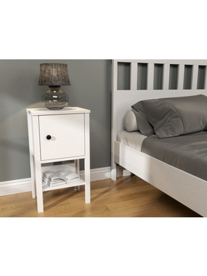 Hunerika Davina Kapaklı Komodin-Wood Beyaz-Minifiks Bağlantılı