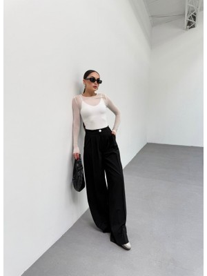 230 gr Poly Viscose Full Lycra Pi̇leli̇ Palazzo Pantolon