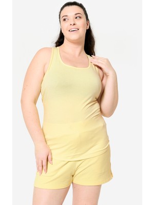 Domyos Kadın Sporcu Atleti - Yuvarlak Yaka/slim - Pastel Sarı