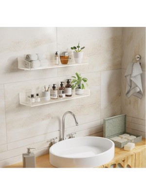 2'li Şık ve Minimalist Tasarımlı Şeffaf Duvar Rafı