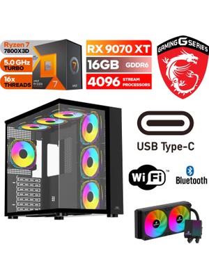 Şafak-Gaming Pc Ddr5 -Rx 9070XT 16 GB  – Ryzen 7 7800X3D – 32GB -64GB Ddr5 Ram – 1 Tb M.2 SSD  - Sıvı Sogutmalı - Windows 11 Pro