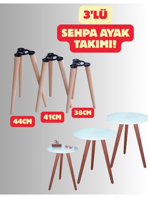 3'LÜ NATUREL AHŞAP SEHPA AYAĞI TAKIMI