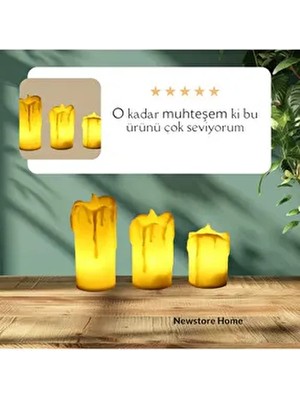 Newstore Home Beyaz Erimiş Görünümlü Işıklı Pili Mumlar 3 Farklı Boy Renkli 3 Adet Parti Malzemesi