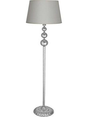 Üçlü Küre Krom Kaplama Burgulu Metal Lambader - Gri