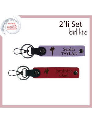 Tekvando Öğrencisine Mezuniyet Hatırası, Kız Kardeşe Özel Isim Yazılı Deri Anahtarlık, Mor-Kırmızı