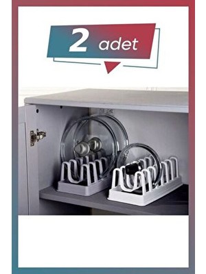 2 Adet Tencere Kapak Düzenleyici 6 Bölmeli Tencere Kapağı Organizeri