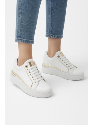 Kadın Spor Ayakkabı Gold Detaylı Kalın Taban Sneaker