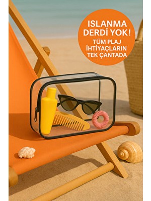 Siyah Su Geçirmez Şeffaf Plaj Çantası – Tatil Için Organizer