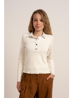 Loco Loco Polo Yaka Kız Badi - Ekru