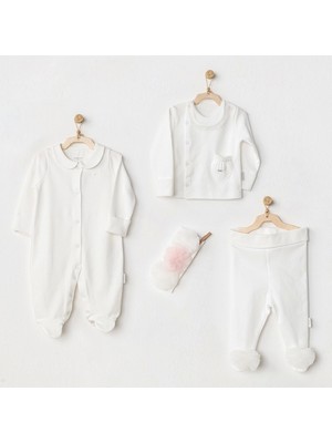 Andywawa AC24501 Petit Love Newborn Tüllü 4 Parça Set Ekru