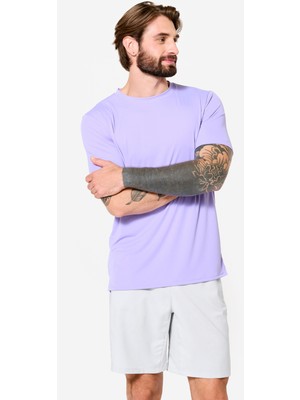 Domyos Erkek Bisiklet Yaka Kısa Kollu Spor Tişörtü - Mor