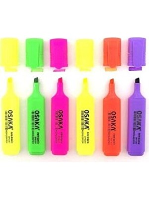 Osaka Fosforlu Kalem 6'lı Set Canlı Renkler ile Yüksek Görünürlük Sağlar