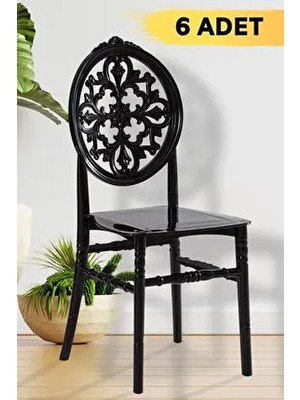 6 Adet Venüs Siyah Sandalye / Balkon-Bahçe-Mutfak