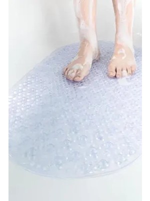 Pimula Home Süper Kaydırmaz Silikon Banyo Paspası Vantuzlu Düz Şeffaf ve Turuncu Renk 40 x 70 cm