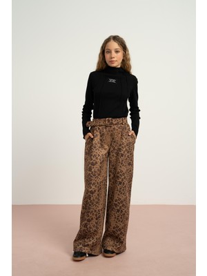 Loco Loco Leoparlı Süet Pantolon - Vizon