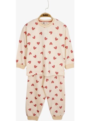 Kalpli Kız Çocuk Pijama - Bej