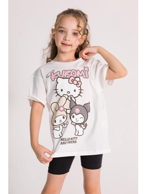 Kuromi Kız Tişört - Ekru