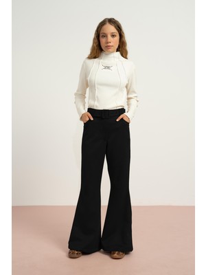 Loco Loco Kemerli Süet Pantolon - Siyah