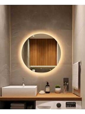 Kablosuz Pilliledli Özel 4mm 60×60 Dekoratif Ultra Lux Yuvarlak Ayna (Piller Hediye Gelmektedir)