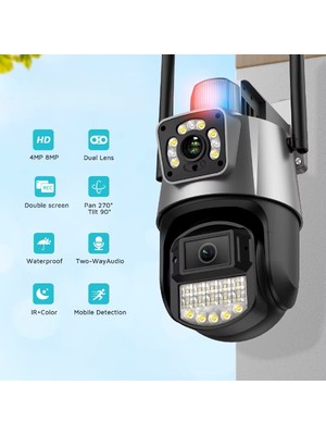 Çakarlı Çift Lensli Dış Mekan Güvenlik Kamerası
