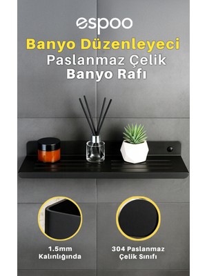 Yapışkanlı ve Vidalı Paslanmaz Çelik Banyo Rafı, Düzenleyici Duşakabin Için Şampuanlık Sabunluk Seti