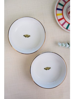 Tabak Evi Porselen Natura Kelebek Altın Yaldızlı Kase 10X3CM 150CC 2 Li