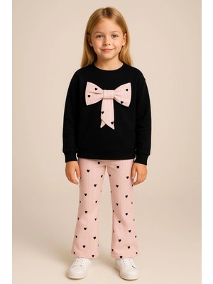 Kalp Baskılı Taytlı Kız Çocuk Takım 20454