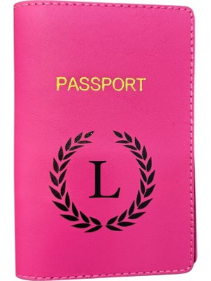 Harf Tasarımlı Deri Pasaport Kılıfı L