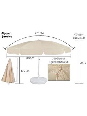 Belirtilmemiş Hediyeli Taşıma Çantası ile Plaj, Bahçe ve Balkon İçin Tekstil Şemsiyesi 360 Derece Dönebilen