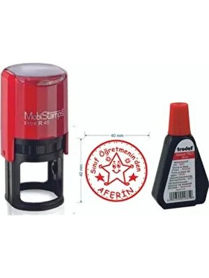 Öğretmen Kaşesi Yuvarlak Aferin Kaşesi + Trodat 7011 Mürekkep