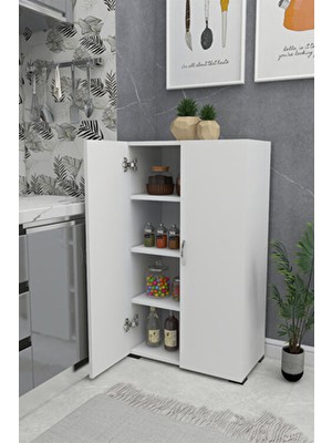 Irmak Çok Amaçlı Dolap 2 Kapaklı 4 Raflı Mutfak Ayakkabılık Elbise Erzak Kiler Hol Banyo Dolabı