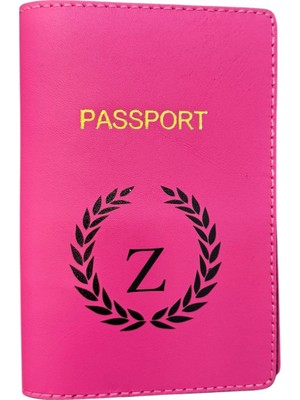 Harf Tasarımlı Deri Pasaport Kılıfı Z
