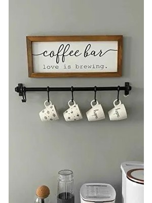 Safestore Duvara Monte Edilen 6 Kancalı Siyah Plastik Dekor Kaşıklık ve Kupa Askısı Fonksiyonel Kullanım